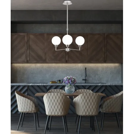 Lampy-sufitowe - chromowo białe oświetlenie wiszące 3 kule 3xg9 25w logos 33-05441 candellux 