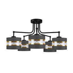 Lampy-sufitowe - przestrzenna lampa wisząca czarno-złota 5x27 andy 35-06158 candellux
