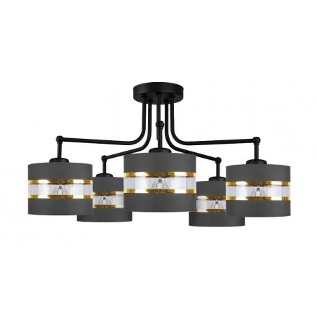 Lampy-sufitowe - przestrzenna lampa wisząca czarno-złota 5x27 andy 35-06158 candellux 