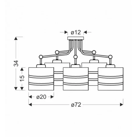 Lampy-sufitowe - przestrzenna lampa wisząca czarno-złota 5x27 andy 35-06158 candellux 