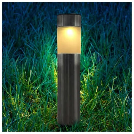 Lampy-solarne - lampka solarna ogrodowa wbijana satynowa bart 323170 polux 