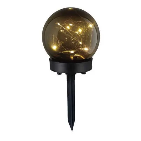 Lampy-solarne - dekoracyjna lampka solarna kula czarna 2700k sfera 323187 polux 
