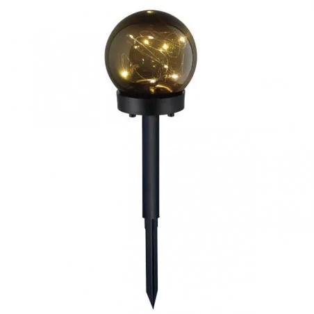 Lampy-solarne - dekoracyjna lampka solarna kula czarna 2700k sfera 323187 polux 