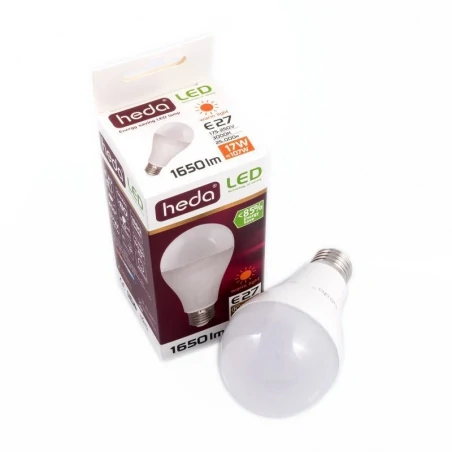 Gwint-trzonek-e27 - żarówka led standardowy kształt mleczna heda led hd105 a65 e27 17w-100w 1520 . 3000k ciepły, energy a+ 