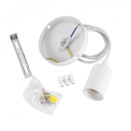 Lampy-sufitowe - wisząca oprawka na żarówkę biała zwis uno e27 clg white 03810 ideus 