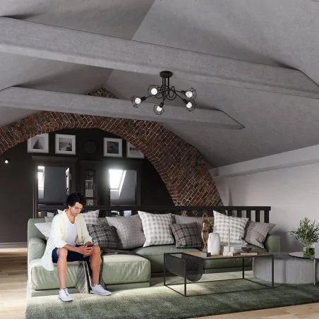 Kinkiety-do-salonu - sl.1108 kinkiet loftowy geometryczny czarny zawinięty e14 artemis 1 sollux 