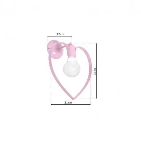 Oswietlenie-do-pokoju-dzieciecego - mlp9952 kinkiet serce do pokoju dziecka pudrowy róż amore pink e27 eko-light 