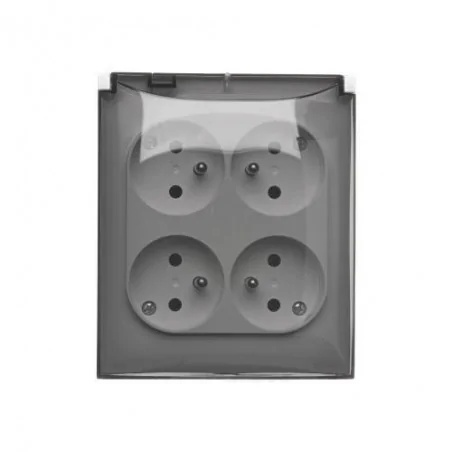 Gniazda-natynkowe - gniazdo natynkowe poczwórne białe z klapką transparentną acgz4/11a simon aquaclick kontakt-simon 