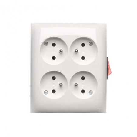 Gniazda-natynkowe - gniazdo poczwórne natynkowe z wyłącznikiem na obudowie acgzn4w1/11 simon aquaclick kontakt-simon 