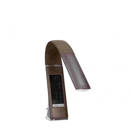 Lampki-biurkowe - lampa biurkowa brązowa z zegarem led 5w 400lm 4000k dolomit dl-12/br orno 