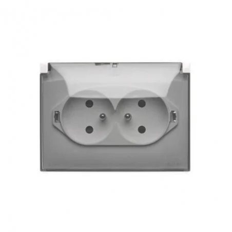 Gniazda-podwojne-natynkowe - gniazdo podwójne natynkowe z klapką transparentną ip44 acgz2z/11a simon aquaclick kontak-simon 