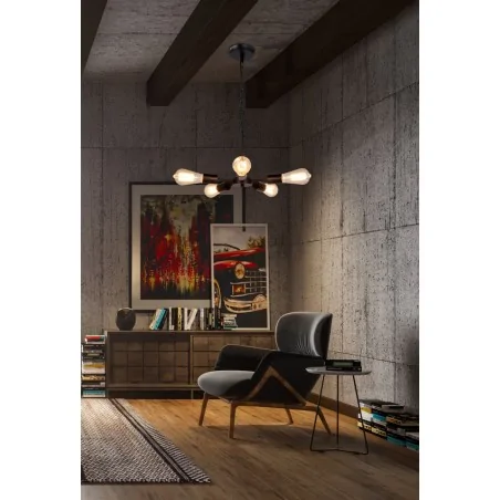 Lampy-sufitowe - pięcioramienna lampa wisząca czarna 5x60w e27 sparta 35-09388 candellux 