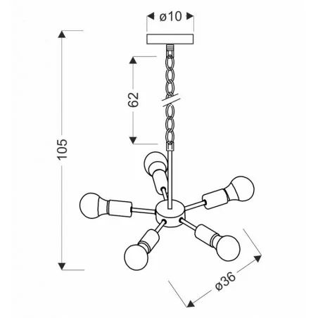 Lampy-sufitowe - pięcioramienna lampa wisząca czarna 5x60w e27 sparta 35-09388 candellux 