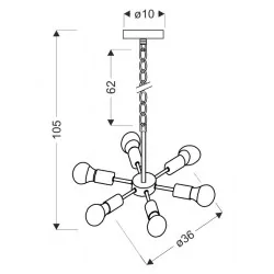 Lampy-sufitowe - industrialna lampa wisząca czarna loft 6xe27 60w sparta 36-09395 candellux 