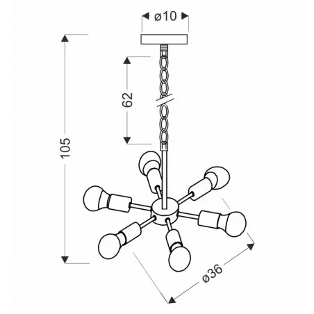 Lampy-sufitowe - industrialna lampa wisząca czarna loft 6xe27 60w sparta 36-09395 candellux 