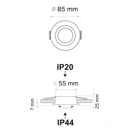 Oprawy-halogenowe - 322159 czarne oczko sufitowe oprawa stała podtynkowa neptun ip20/ip44 polux 