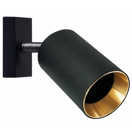 Kinkiety-do-salonu - czarno-złoty kinkiet z wymiennym pierścieniem dekoracyjnym 1xgu10 319906 maribel polux 