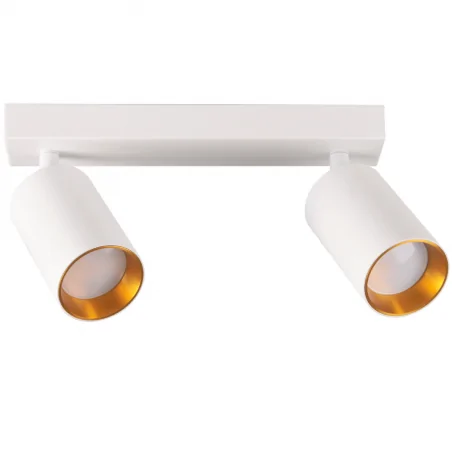 Kinkiety-do-salonu - kinkiet podwójny biało-złoty z wymiennym pierścieniem dekoracyjnym 2xgu10 321206 maribel polux 