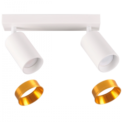 Kinkiety-do-salonu - kinkiet podwójny biało-złoty z wymiennym pierścieniem dekoracyjnym 2xgu10 321206 maribel polux 