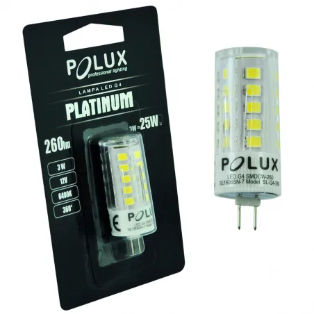 Gwint-trzonek-g4 - 306623 żarówka led g4 zimna 3w 6500k 12v 260lm 306623 polux 