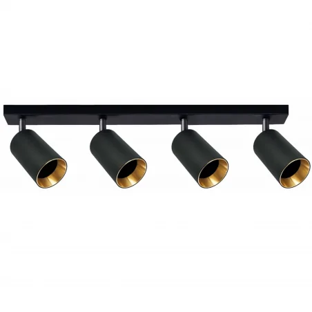 Kinkiety-do-salonu - czarno-złota listwa ścienno-sufitowa poczwórna 4xgu10 maribel 319937 polux 
