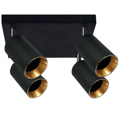 Kinkiety-do-salonu - lampa ścienno sufitowa na 4 żarówki gu10 wymienne pierścienie dekoracyjne czarny/złoty maribel 319944 polux 