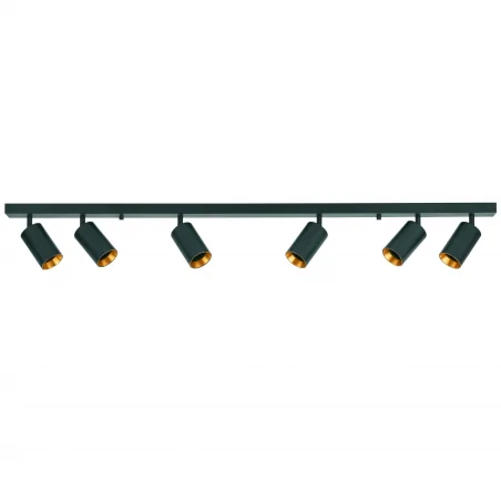 Kinkiety-do-salonu - listwa oświetleniowa na 6 żarówek gu10 z wymiennymi pierścieniami dekoracyjnymi czarny/złoty maribel 319951 polux 