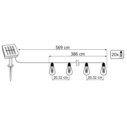 Swiecace-kule-i-girlandy - ogrodowa girlanda solarna 20xled a60 5,69m 3000k helic lumsol0020 lumiled 