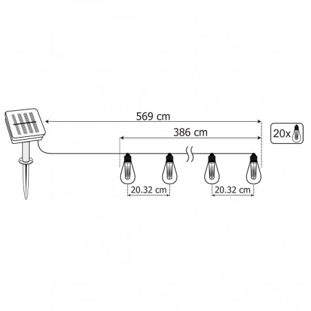 Swiecace-kule-i-girlandy - ogrodowa girlanda solarna 20xled a60 5,69m 3000k helic lumsol0020 lumiled 