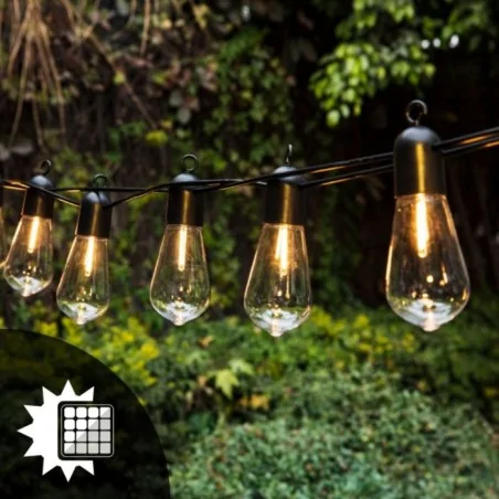 Swiecace-kule-i-girlandy - girlanda solarna ogrodowa 20xled z ozdobnymi żarówkami edison st58 11,48m ciepła 3000k eremi lumsol0015 lumiled 