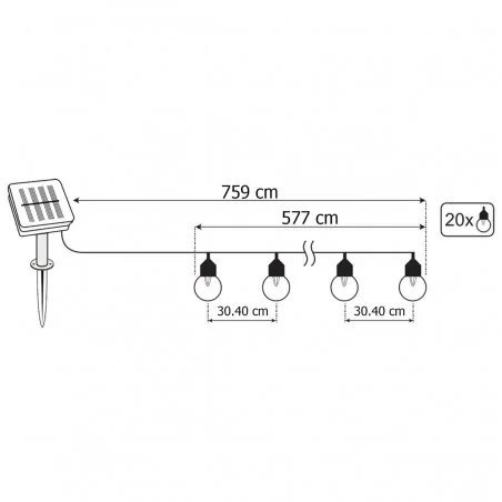 Swiecace-kule-i-girlandy - girlanda solarna ogrodowa z ozdobnymi kuleczkami z ciepłym światłem 20xled 7,5m gladi lumsol0006 lumiled 