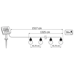 Swiecace-kule-i-girlandy - girlanda solarna zewnętrzna 30xled ozdobne kuleczki 15,17m ciepła 3000k + pilot callis lumsol0055 lumiled 