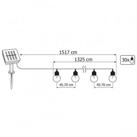 Swiecace-kule-i-girlandy - girlanda solarna zewnętrzna 30xled ozdobne kuleczki 15,17m ciepła 3000k + pilot callis lumsol0055 lumiled 
