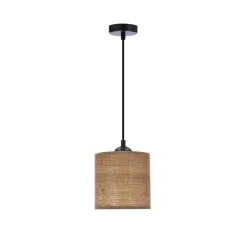 Lampy-sufitowe - lampa wisząca czarna abażur orzechowy 1x40w e27 legno 31-18311 candellux