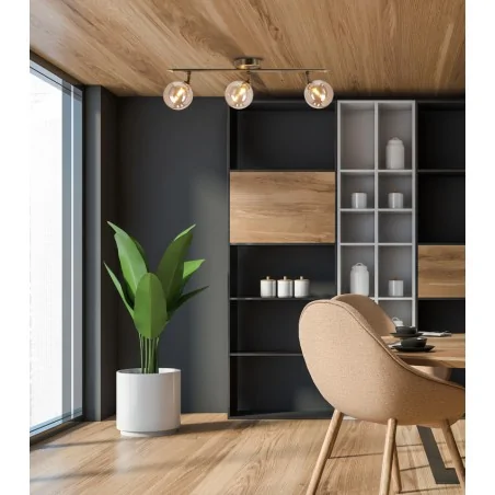 Lampy-sufitowe - potrójna lampa sufitowa miedziano-bursztynowa 3x40w g9 rodia 93-16546 candellux 