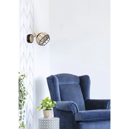 Kinkiety-do-salonu - kinkiet drewniany - czarny pleciony e14 40w tajga 91-12197 candellux 