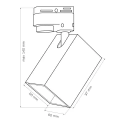 Oswietlenie-szynowe - reflektor na szynę w kolorze białym z czarnym środkiem gu10 square 321749 polux 