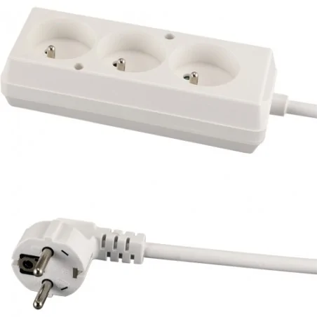 Przedluzacze-elektryczne - 04287 tor przedłużacz elektryczny biały 3 gniazda z uziemieniem 1,5m 10a 3x1,0mm ideus 