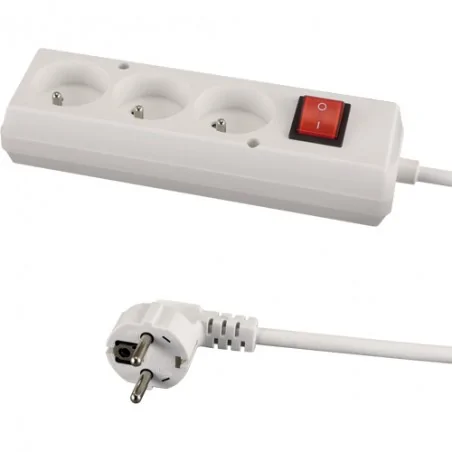 Przedluzacze-elektryczne - 04293 tor przedłużacz elektryczny z włącznikiem 3 gniazda z uziemieniem 1,5m 10a 3x1,0mm ideus 