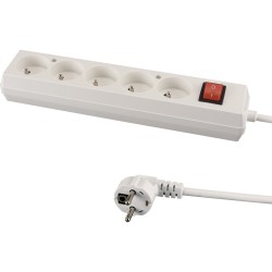 Przedluzacze-elektryczne - 04299 tor biały przedłużacz elektryczny z wyłącznikiem 5 gniazd 5 metrowy 16a 3x1,5mm ideus