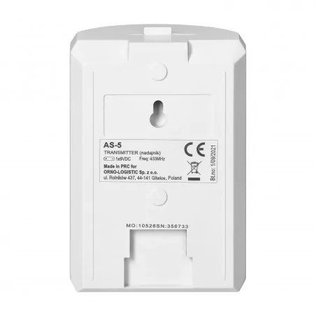 Elektroniczne-czujniki-ruchu - czujnik ruchu z sygnalizacją bezprzewodową 100m bateryjny as-5 orno 