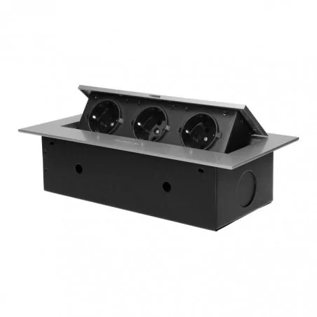 Gniazda-meblowe - or-ae-1371(gs)/g gniazdo meblowe schuko wpuszczane w blat z płaskim rantem 3x2p+z srebrne orno 