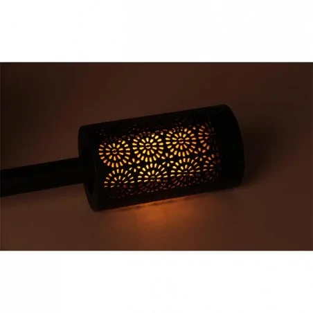 Lampy-solarne - czarna lampka ogrodowa led solarna pochodnia 39cm 2007 lvt 