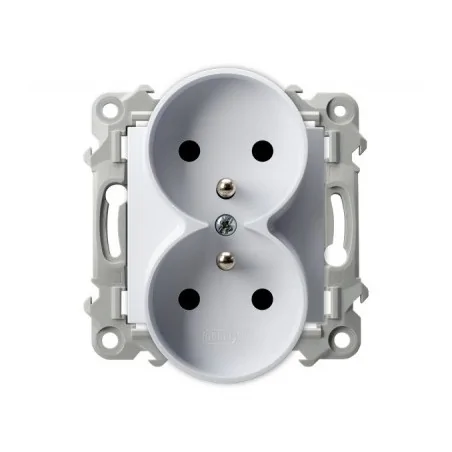 Gniazda-podwojne-podtynkowe - gniazdo podwójne z uziemieniem białe do ramki szafir gp-2zrz/m/00 ospel 