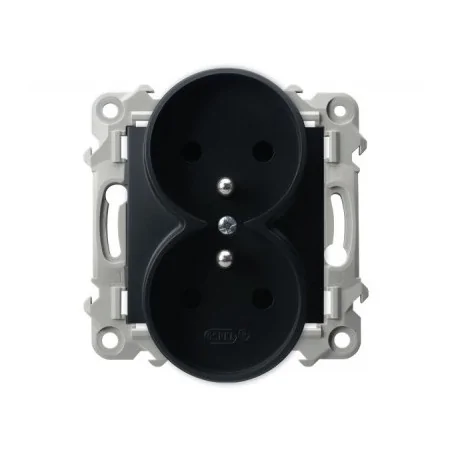 Gniazda-podwojne-podtynkowe - gniazdo podwójne z uziemieniem czarny metalik szafir gp-2zrz/m/33 ospel 