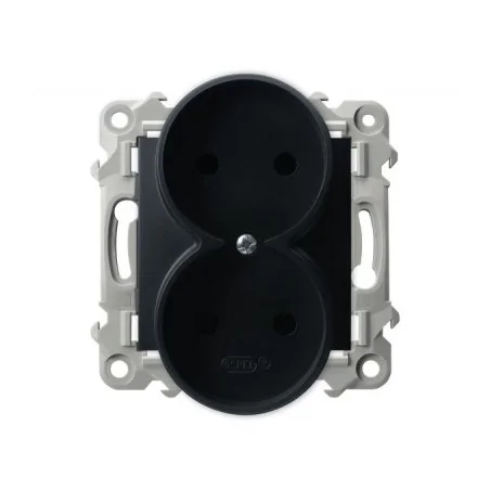 Gniazda-podwojne-podtynkowe - gniazdo podwójne bez uziemienia czarny metalik gp-2zr/m/33 szafir ospel 