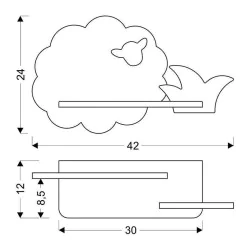 Kinkiety-do-pokoju-dziecka - kinkiet półeczka led szary baranek 5w 4000k iq kids sheep 21-84811 candellux 
