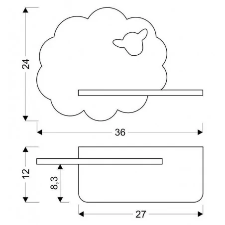 Kinkiety-do-pokoju-dziecka - półka podświetlana led 5w owieczka czarna iq kids sheep 21-84828 candellux 