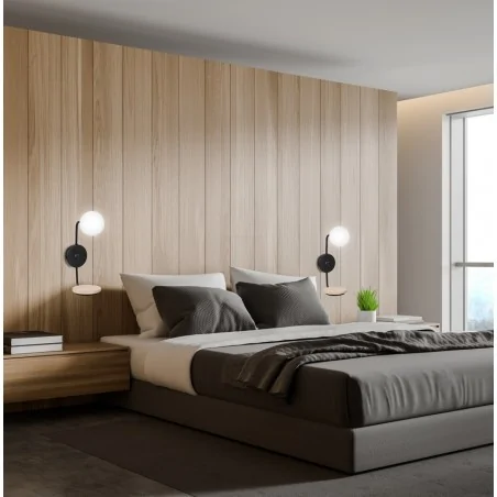 Kinkiety-do-salonu - kinkiet kula z półką czarno-biały g9 25w ponio 21-76878 candellux 