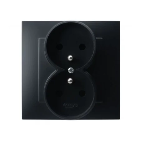 Gniazda-podwojne-podtynkowe - gniazdo podwójne z uziemieniem kompletne z ramką czarny metalik szafir gp-2z/33 ospel 